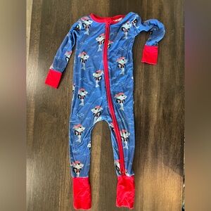 Birdie Bean Blue and Red Kids Footie with Pirate Sharks